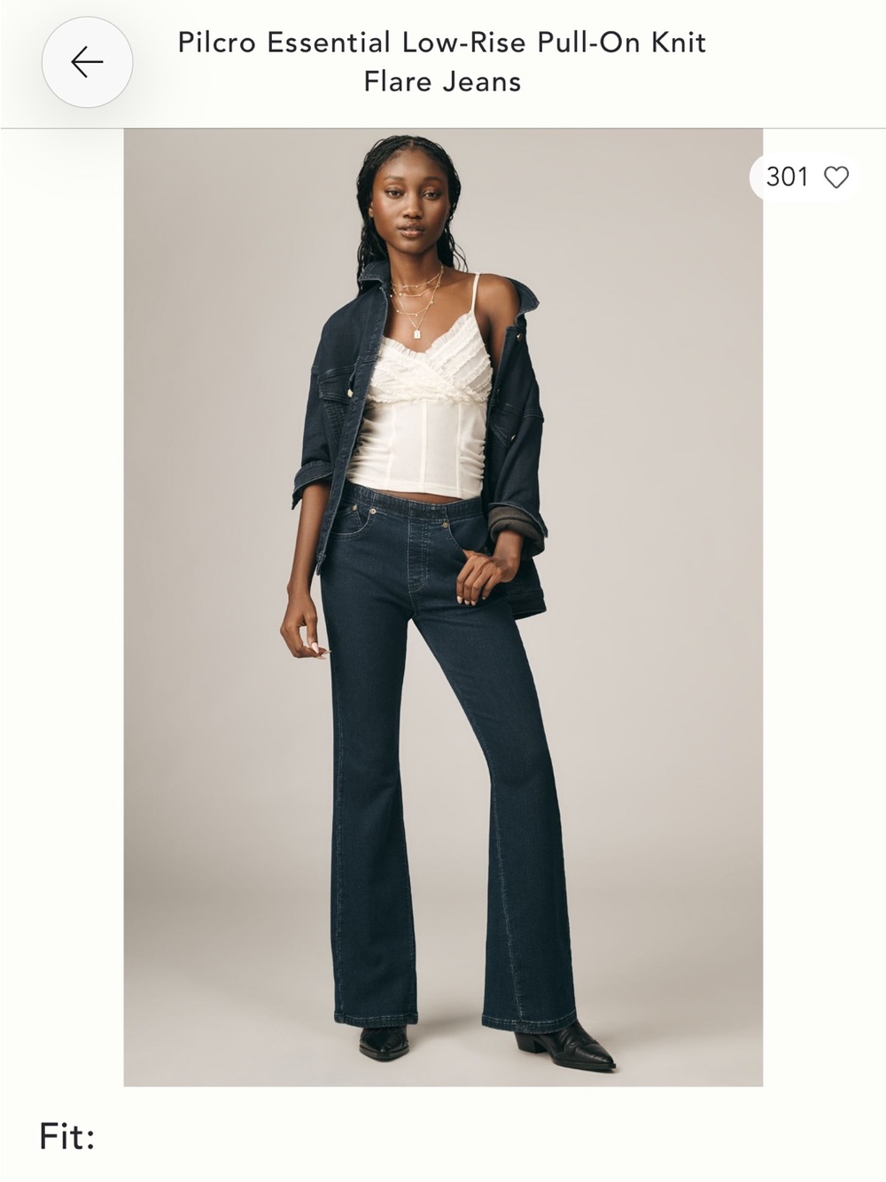 Pilcro Dark Indigo Low-Rise Pull-On Flare Jeans